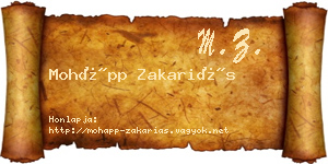 Mohápp Zakariás névjegykártya